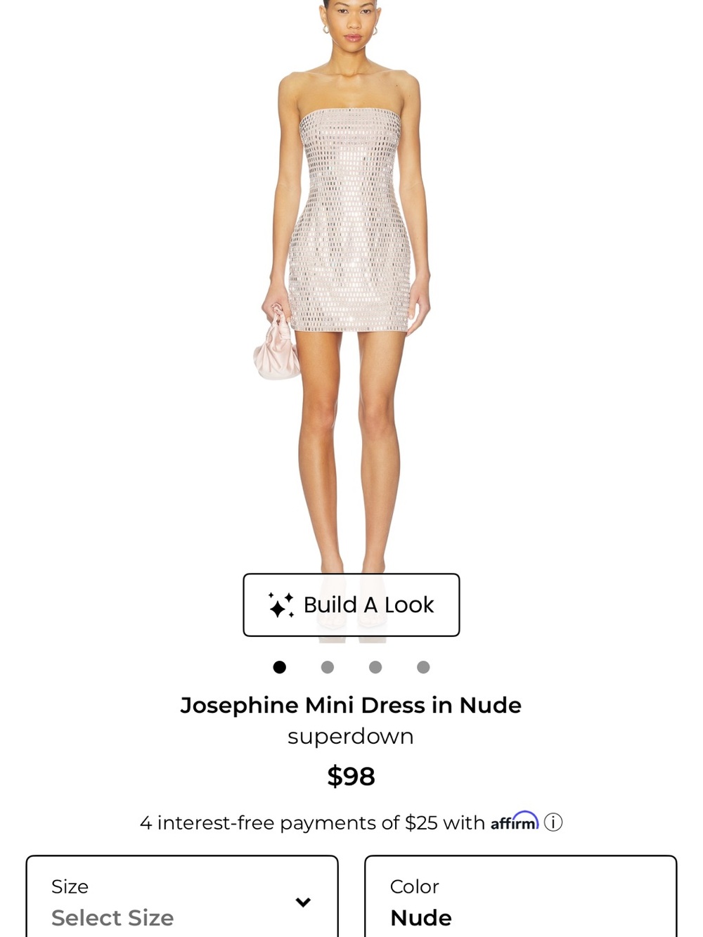 superdown Strapless Mini Dress in Nude Metallic